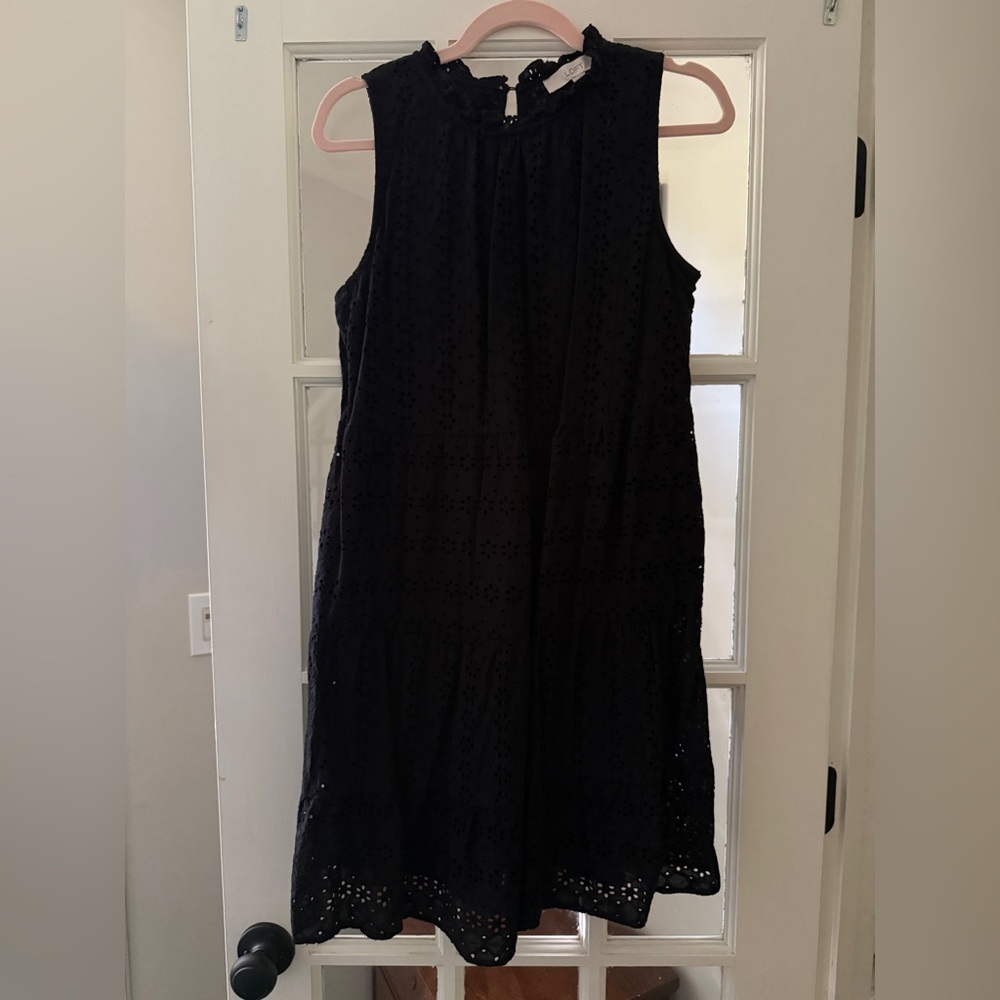 LOFT Black Eyelet Dress